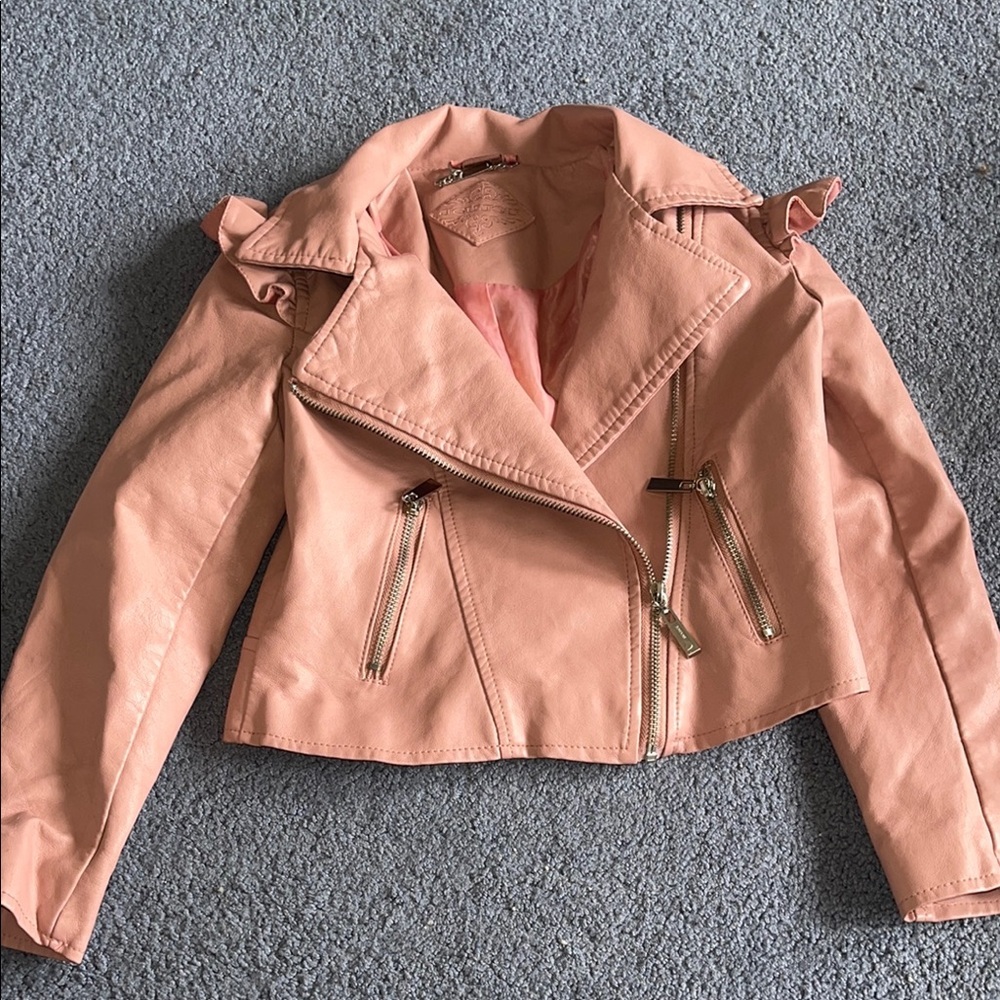 Jou Jou Pink Faux Leather Jacket Biker Style